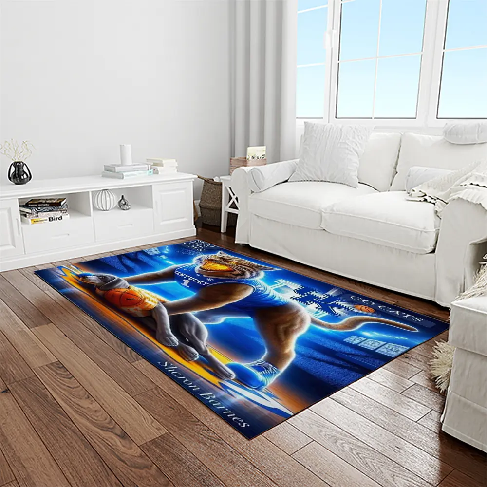 NCAA Kentucky Wildcats College Sport Basketball And Foolball Team Logo Rectangle Area Rug KTW44