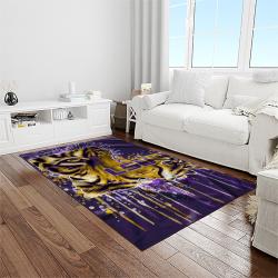 NCAA Louisiana State University College Sport Basketball And Foolball Team Logo Rectangle Area Rug LSU02