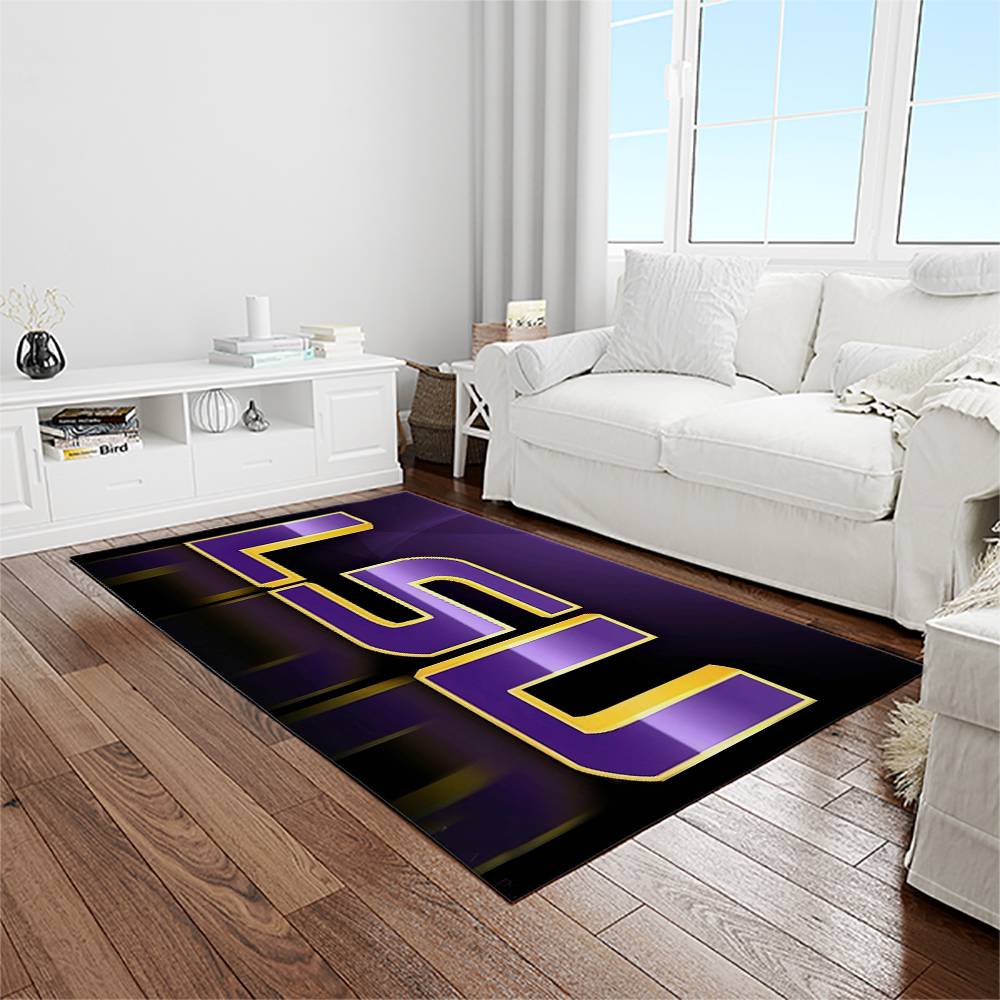 NCAA Louisiana State University College Sport Basketball And Foolball Team Logo Rectangle Area Rug LSU05