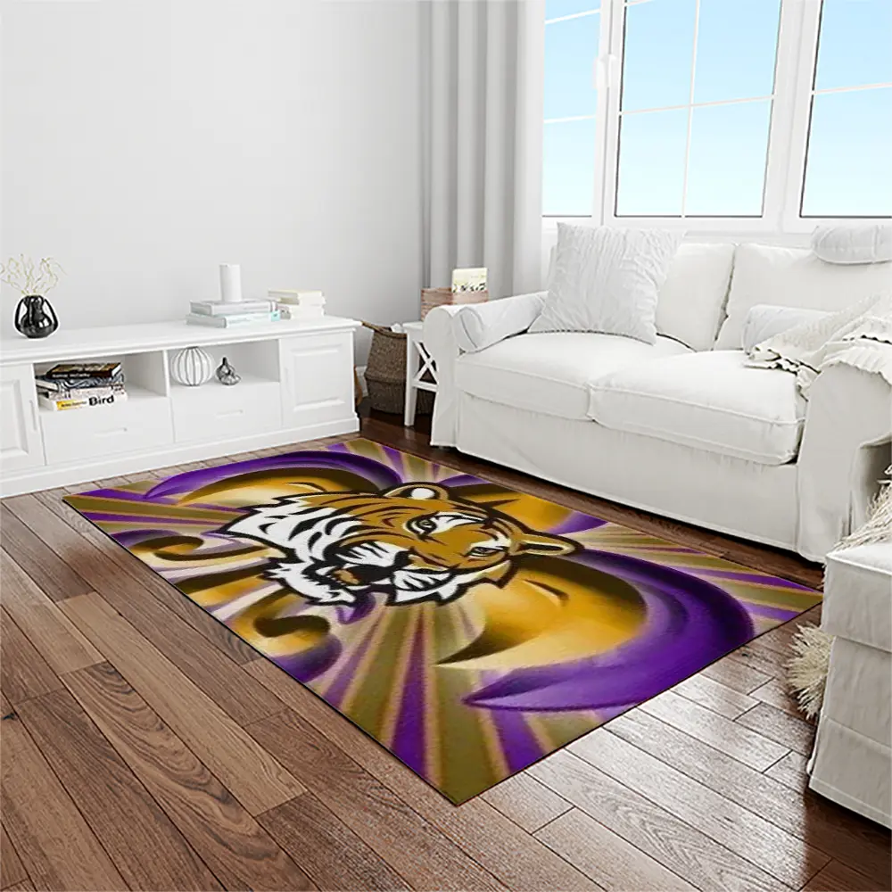NCAA Louisiana State University College Sport Basketball And Foolball Team Logo Rectangle Area Rug LSU37