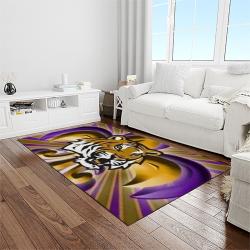 NCAA Louisiana State University College Sport Basketball And Foolball Team Logo Rectangle Area Rug LSU37