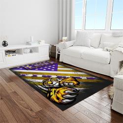 NCAA Louisiana State University College Sport Basketball And Foolball Team Logo Rectangle Area Rug LSU38