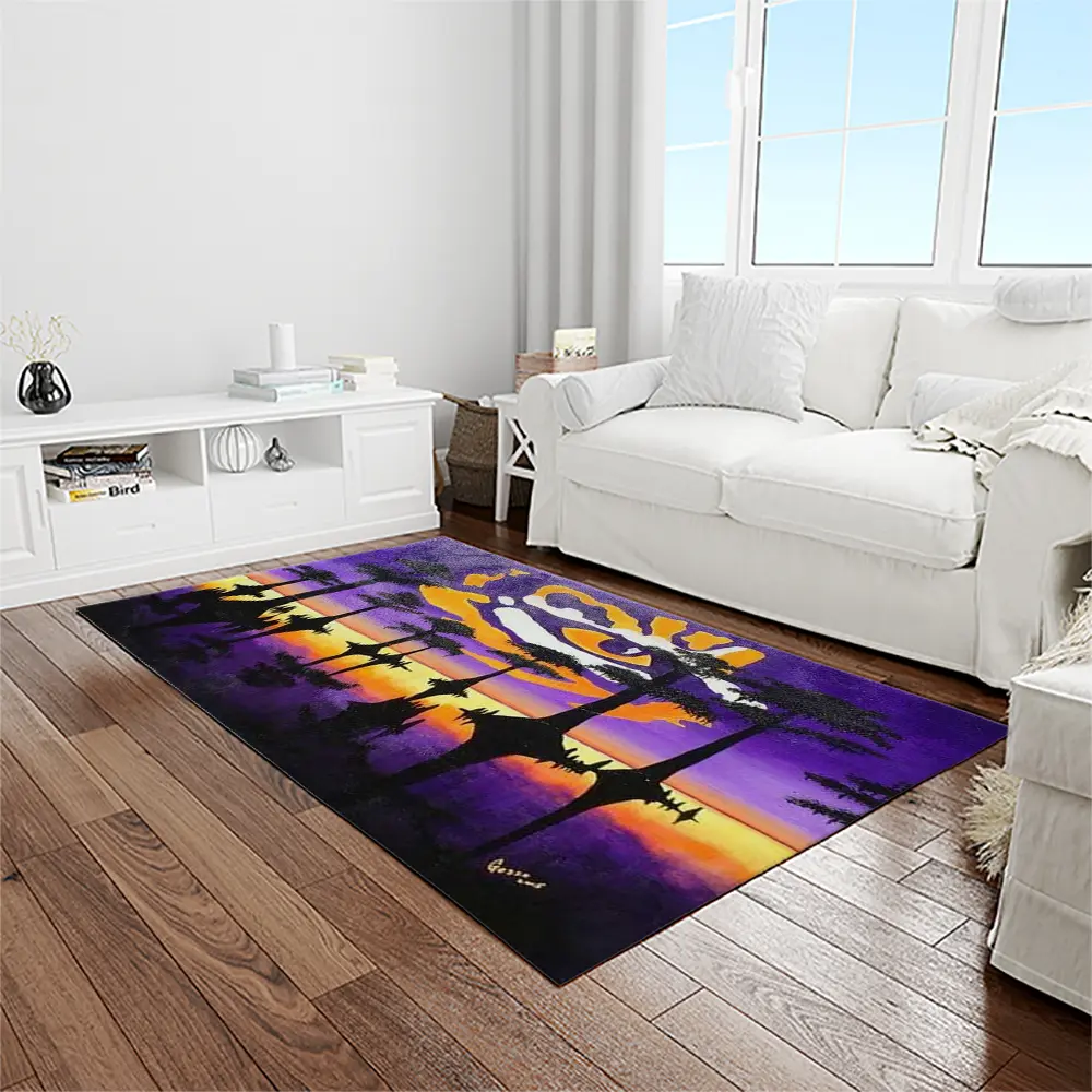 NCAA Louisiana State University College Sport Basketball And Foolball Team Logo Rectangle Area Rug LSU39