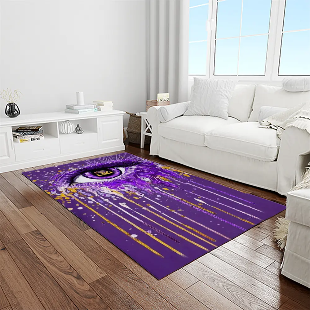 NCAA Louisiana State University College Sport Basketball And Foolball Team Logo Rectangle Area Rug LSU40
