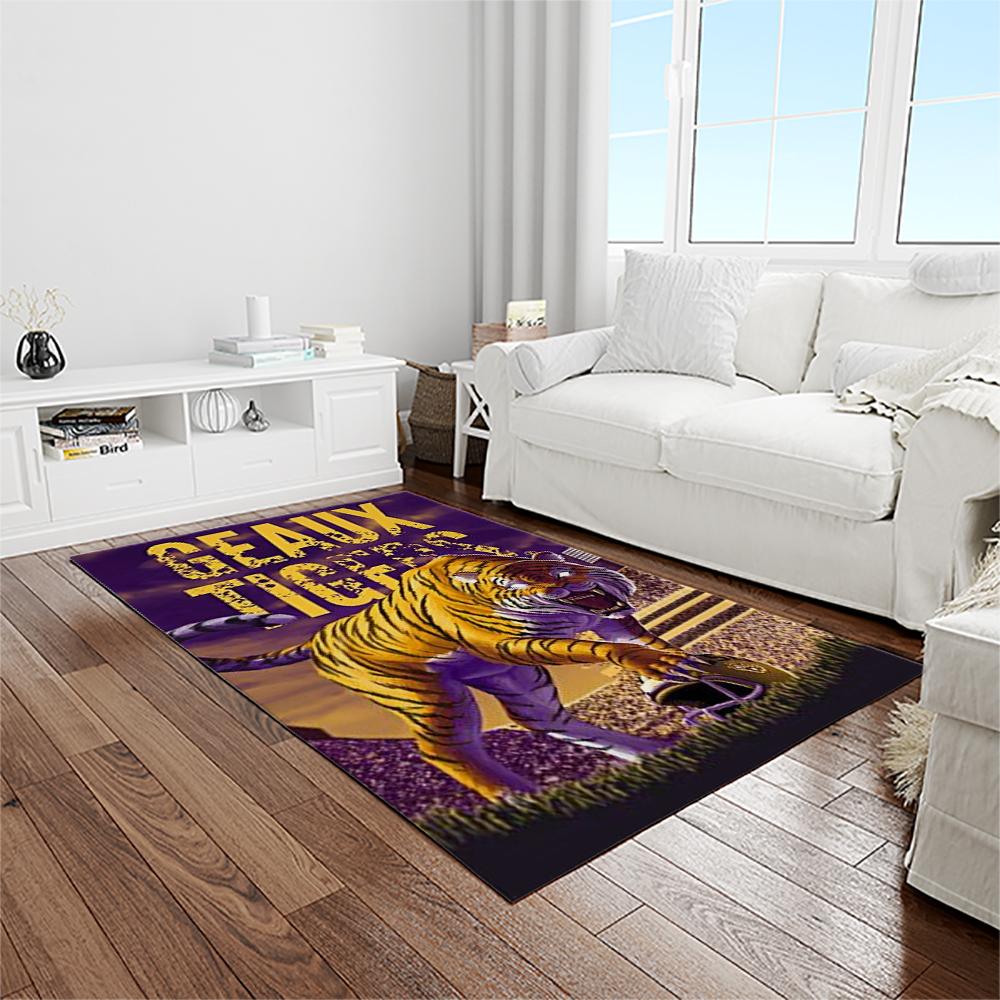 NCAA Louisiana State University College Sport Basketball And Foolball Team Logo Rectangle Area Rug LSU43