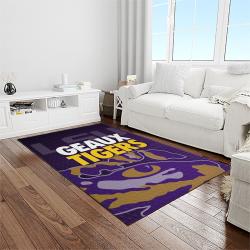 NCAA Louisiana State University College Sport Basketball And Foolball Team Logo Rectangle Area Rug LSU44