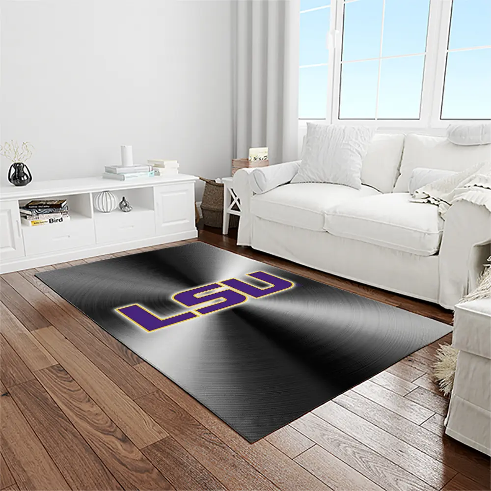NCAA Louisiana State University College Sport Basketball And Foolball Team Logo Rectangle Area Rug LSU46