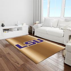 NCAA Louisiana State University College Sport Basketball And Foolball Team Logo Rectangle Area Rug LSU47