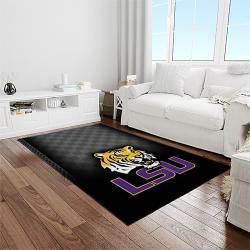 NCAA Louisiana State University College Sport Basketball And Foolball Team Logo Rectangle Area Rug LSU48
