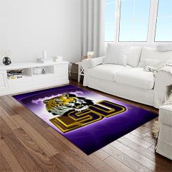 NCAA Louisiana State University College Sport Basketball And Foolball Team Logo Rectangle Area Rug LSU49