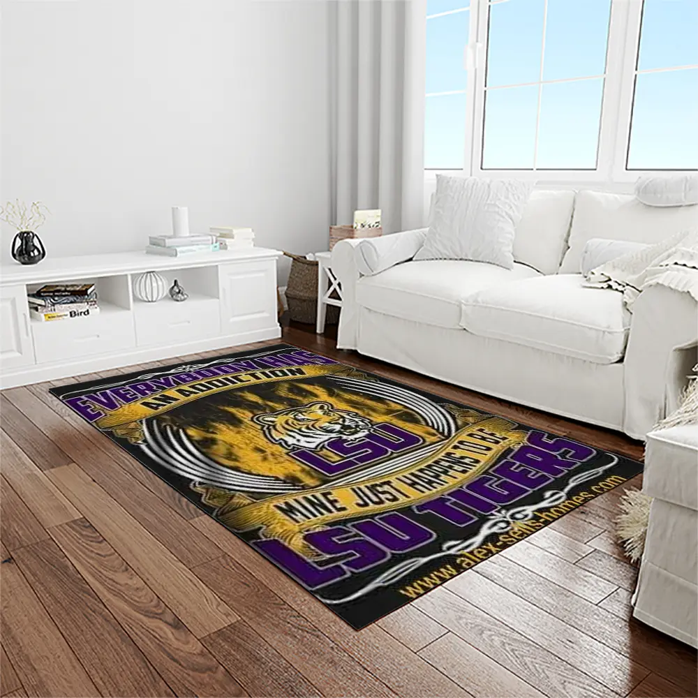 NCAA Louisiana State University College Sport Basketball And Foolball Team Logo Rectangle Area Rug LSU51
