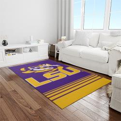 NCAA Louisiana State University College Sport Basketball And Foolball Team Logo Rectangle Area Rug LSU53
