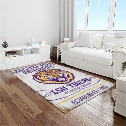 NCAA Louisiana State University College Sport Basketball And Foolball Team Logo Rectangle Area Rug LSU56