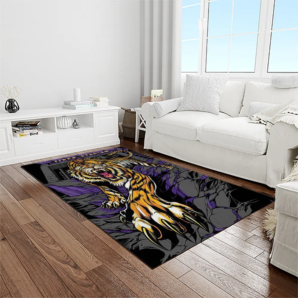 NCAA Louisiana State University College Sport Basketball And Foolball Team Logo Rectangle Area Rug LSU61