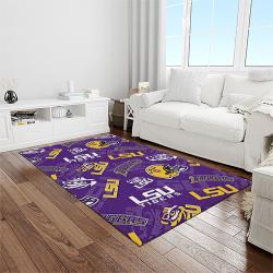NCAA Louisiana State University College Sport Basketball And Foolball Team Logo Rectangle Area Rug LSU62