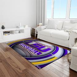 NCAA Louisiana State University College Sport Basketball And Foolball Team Logo Rectangle Area Rug LSU67