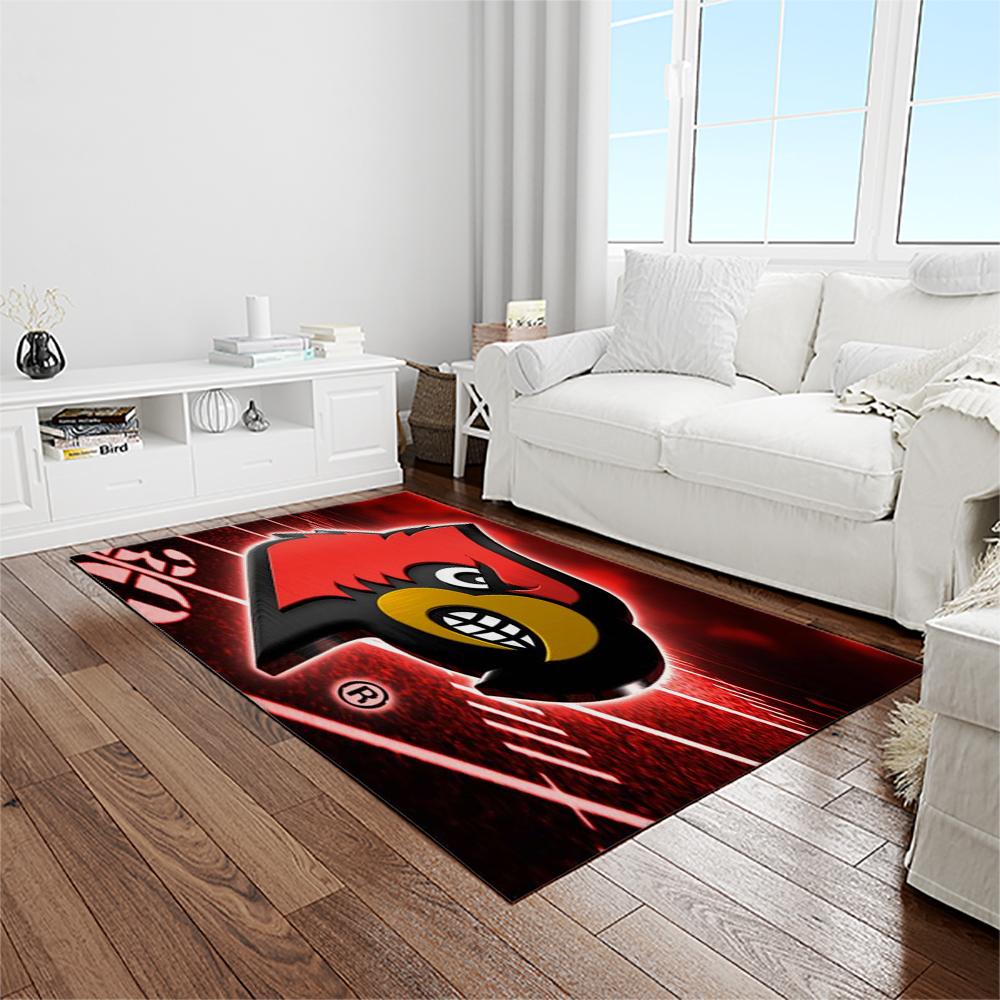NCAA Louisville Cardinals College Sport Basketball And Foolball Team Logo Rectangle Area Rug LICS25