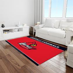 NCAA Louisville Cardinals College Sport Basketball And Foolball Team Logo Rectangle Area Rug LICS34