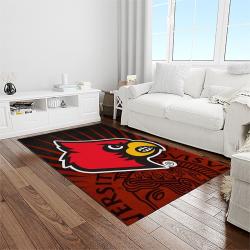 NCAA Louisville Cardinals College Sport Basketball And Foolball Team Logo Rectangle Area Rug LICS73