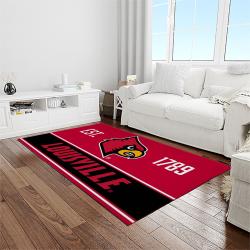 NCAA Louisville Cardinals College Sport Basketball And Foolball Team Logo Rectangle Area Rug LICS80