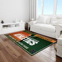 NCAA Miami Hurricanes Sport Basketball And Foolball Team Logo Rectangle Area Rug MH03