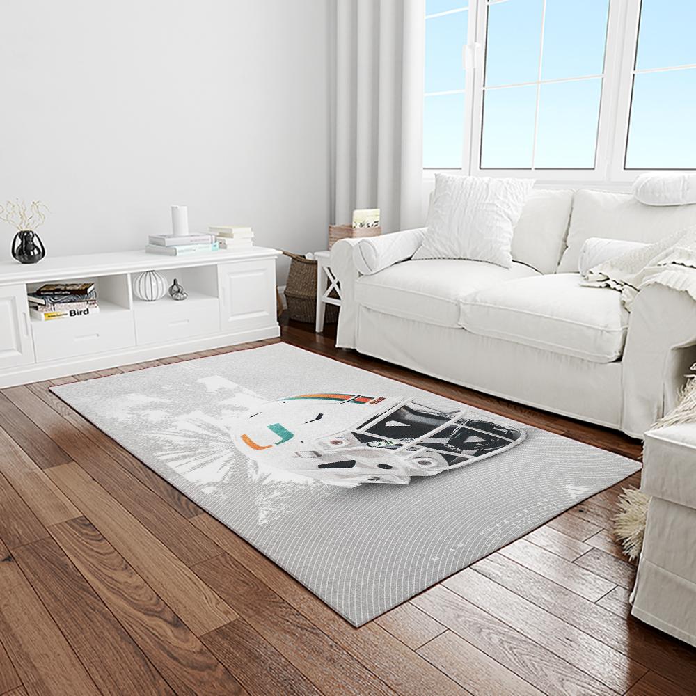 NCAA Miami Hurricanes Sport Basketball And Foolball Team Logo Rectangle Area Rug MH09