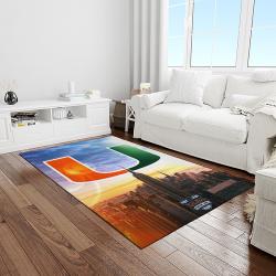 NCAA Miami Hurricanes Sport Basketball And Foolball Team Logo Rectangle Area Rug MH13