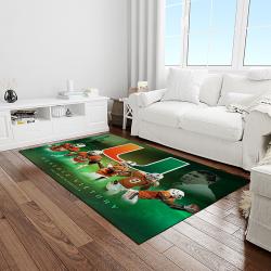 NCAA Miami Hurricanes Sport Basketball And Foolball Team Logo Rectangle Area Rug MH16
