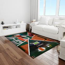 NCAA Miami Hurricanes Sport Basketball And Foolball Team Logo Rectangle Area Rug MH19