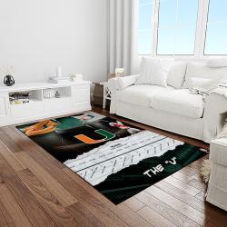 NCAA Miami Hurricanes Sport Basketball And Foolball Team Logo Rectangle Area Rug MH20
