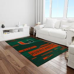 NCAA Miami Hurricanes Sport Basketball And Foolball Team Logo Rectangle Area Rug MH22