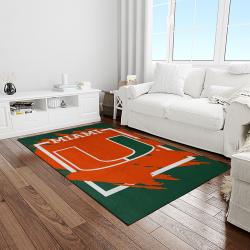 NCAA Miami Hurricanes Sport Basketball And Foolball Team Logo Rectangle Area Rug MH23