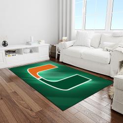 NCAA Miami Hurricanes Sport Basketball And Foolball Team Logo Rectangle Area Rug MH27