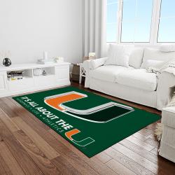 NCAA Miami Hurricanes Sport Basketball And Foolball Team Logo Rectangle Area Rug MH28