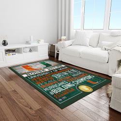 NCAA Miami Hurricanes Sport Basketball And Foolball Team Logo Rectangle Area Rug MH30