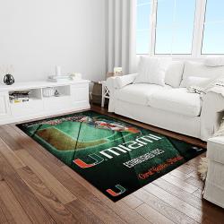 NCAA Miami Hurricanes Sport Basketball And Foolball Team Logo Rectangle Area Rug MH31