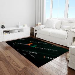 NCAA Miami Hurricanes Sport Basketball And Foolball Team Logo Rectangle Area Rug MH33