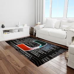 NCAA Miami Hurricanes Sport Basketball And Foolball Team Logo Rectangle Area Rug MH36