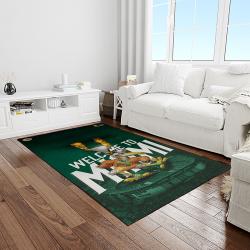 NCAA Miami Hurricanes Sport Basketball And Foolball Team Logo Rectangle Area Rug MH43