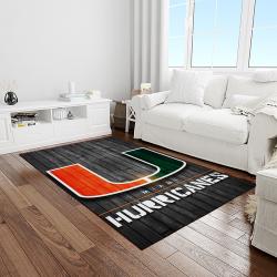 NCAA Miami Hurricanes Sport Basketball And Foolball Team Logo Rectangle Area Rug MH45