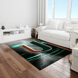NCAA Miami Hurricanes Sport Basketball And Foolball Team Logo Rectangle Area Rug MH46