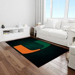 NCAA Miami Hurricanes Sport Basketball And Foolball Team Logo Rectangle Area Rug MH50