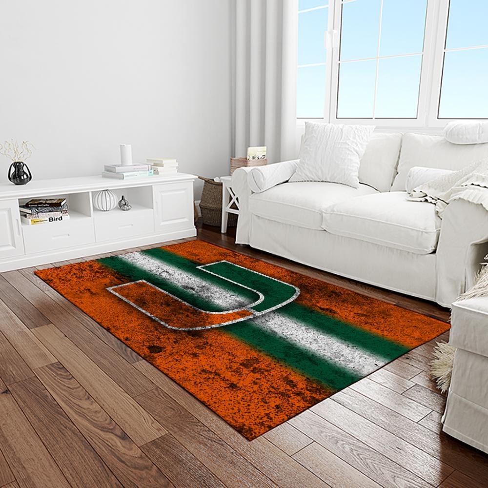 NCAA Miami Hurricanes Sport Basketball And Foolball Team Logo Rectangle Area Rug MH51