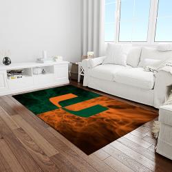 NCAA Miami Hurricanes Sport Basketball And Foolball Team Logo Rectangle Area Rug MH52