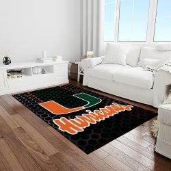 NCAA Miami Hurricanes Sport Basketball And Foolball Team Logo Rectangle Area Rug MH54