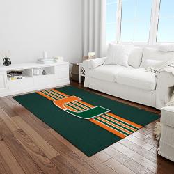 NCAA Miami Hurricanes Sport Basketball And Foolball Team Logo Rectangle Area Rug MH58
