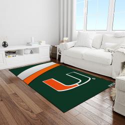 NCAA Miami Hurricanes Sport Basketball And Foolball Team Logo Rectangle Area Rug MH59
