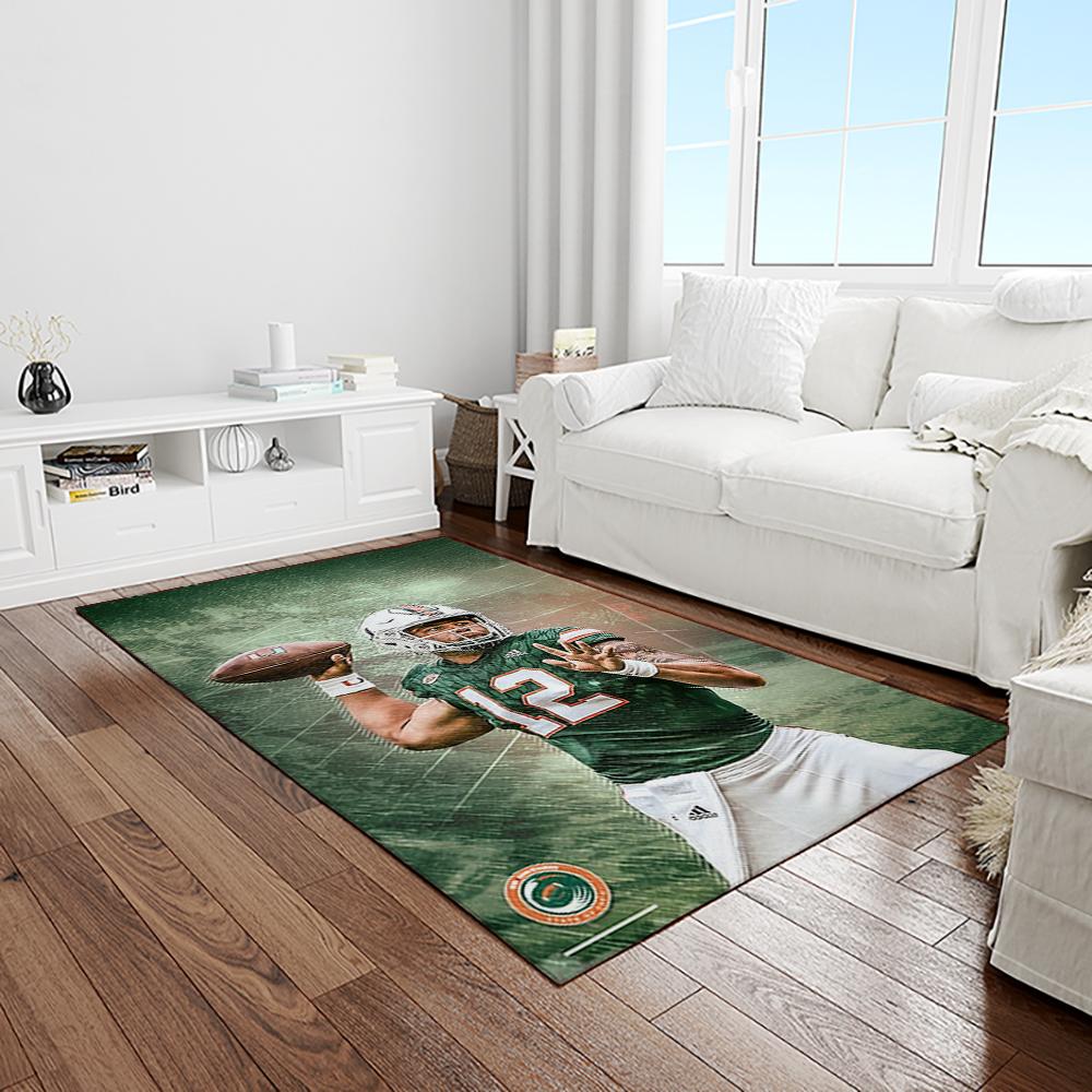 NCAA Miami Hurricanes Sport Basketball And Foolball Team Logo Rectangle Area Rug MH63