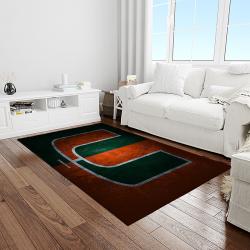NCAA Miami Hurricanes Sport Basketball And Foolball Team Logo Rectangle Area Rug MH65