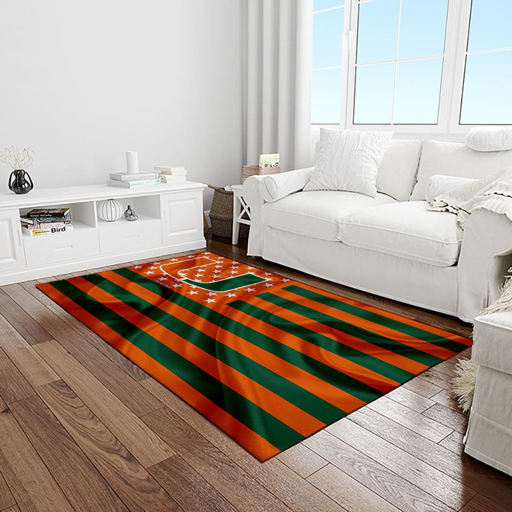 NCAA Miami Hurricanes Sport Basketball And Foolball Team Logo Rectangle Area Rug MH68
